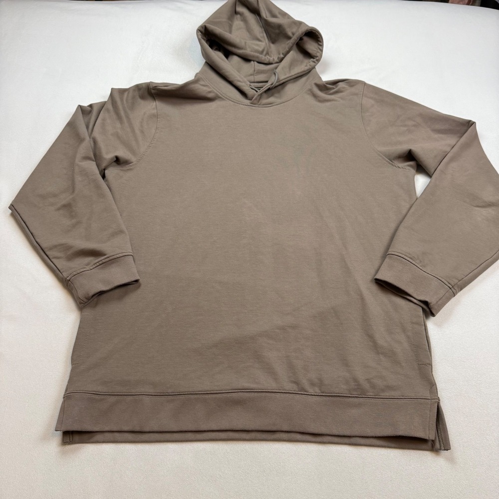 Cuts Split-Hem Hoodie Mens XXL Brown Long Sleeve Pullover Sweatshirt 2083